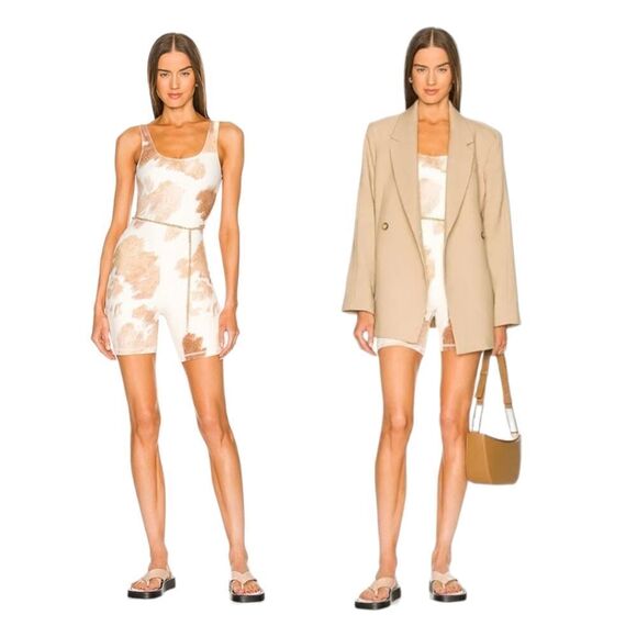 Cowhide Scoop Bodysuit | Detachable Chain Belt Beige Multi Cow Hide Print L NWT - Picture 1 of 11